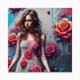 Girl With Roses Canvas Print