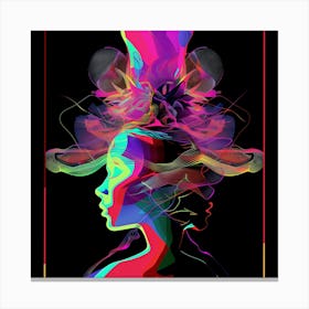 Abstract, Double Face, Blue, Red, Purple, artwork print, "The Adventure" Canvas Print