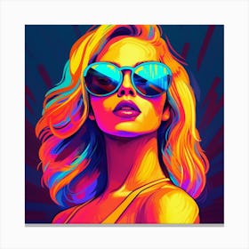 Sexy Girl In Sunglasses Canvas Print