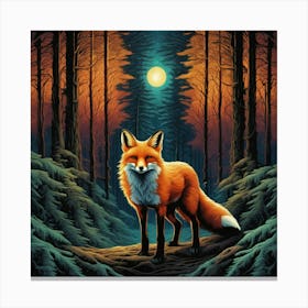 Fox In The Forest 35 Canvas Print