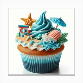 Beach Themed Cupcake 1 Canvas Print