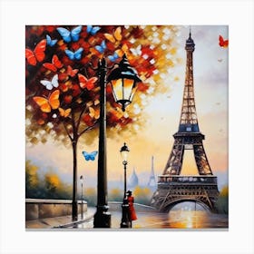 Paris With Butterflies 50 Canvas Print