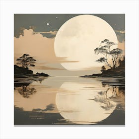 Full Moon Over Water art print 2 Canvas Print