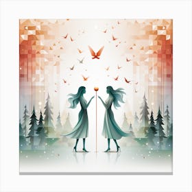 Two Women In The Forest Canvas Print