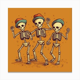 Skeletons Dancing Canvas Print