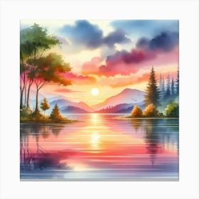 Sunset Landscape Watercolor Painting Lienzos