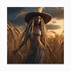 Witch In A Wheat Field Canvas Print