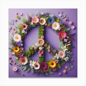 Peace Sign With Flowers Canvas Print