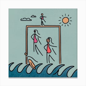 Swimming, Girl at Frame Swimming on sea Canvas Print