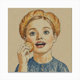 Little Girl Eating A Cookie Canvas Print