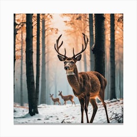Deer In The Forest 16 Canvas Print