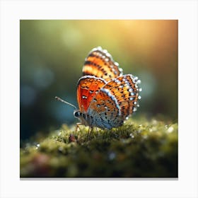 Butterfly On Moss Canvas Print