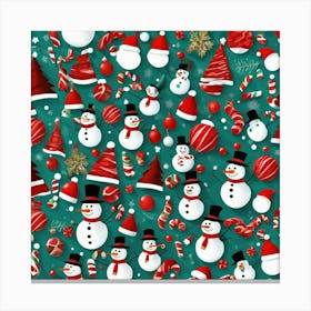 A Christmas Theme Art Having Snowmancandiesteal Red And White Theme Abstract Pattern By Jacob 603484836 (1) Canvas Print