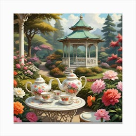 Tea In The Garden 5 Canvas Print