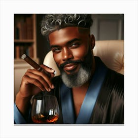 Portrait Of A Man With A Cigar-16 Canvas Print