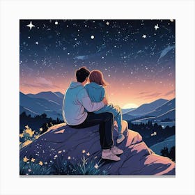 Couple Sitting Together Art Print (5) Canvas Print