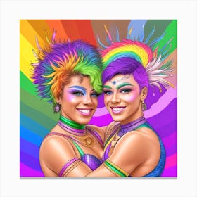 Two Women With Rainbow Hair 2 Canvas Print
