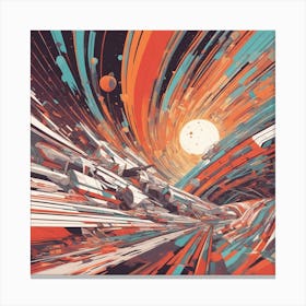 Mars Is Walking Down A Long Path, In The Style Of Bold And Colorful Graphic Design, David , Rainbow (3) Canvas Print
