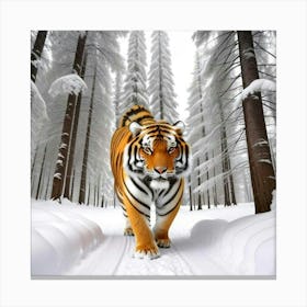 Tiger In The Snow 1 Canvas Print