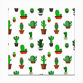 Cactus Plants Background Pattern Seamless Canvas Print