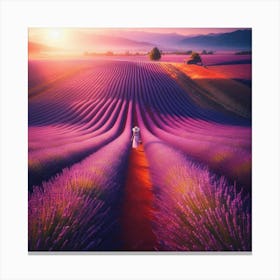 Lavender Field At Sunset 3 Canvas Print