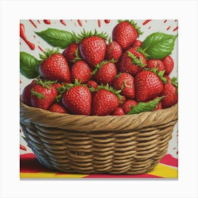 Strawberries In A Basket Canvas Print