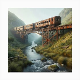 Train Crossing A Stream Canvas Print