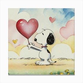 Snoopy Holding A Heart Canvas Print