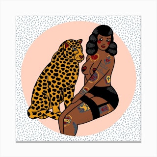 Maria And The Leopard Canvas Print