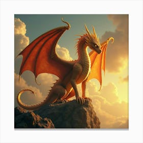 A Fierce Dragon Lord Perched On A Mountain Of Glittering Gold 1 Canvas Print