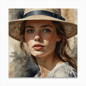 Portrait Of A Woman In A Hat Canvas Print