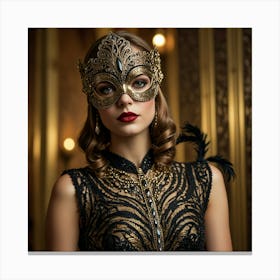 Beautiful Woman In A Masquerade Mask Canvas Print