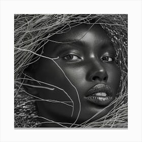 Black Woman In A Straw Hat Canvas Print