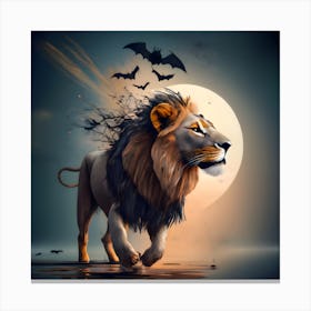 Lion With Bats Canvas Print