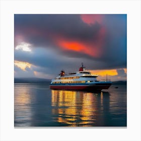 Ferry At Sunset 3 Canvas Print