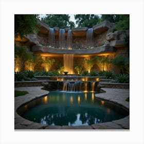 Waterfall In A Garden Canvas Print