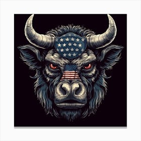Bull Head American Flag 1 Canvas Print