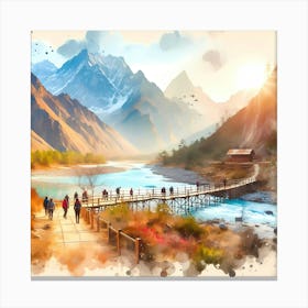 Watercolor Landscape Painting 9 Canvas Print