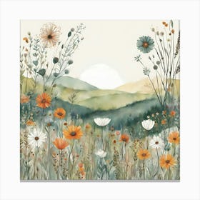 Boho Art Meadow Illustration Canvas Print