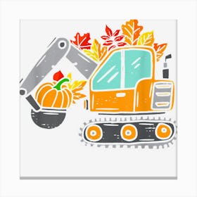 Construction Vehicle Pumpkin Fall Autumn Thanksgiving Boys Canvas Print