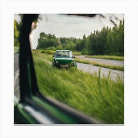 Vintage Car On The Road Canvas Print