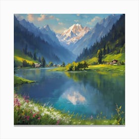 Lake In The Mountains Canvas Print