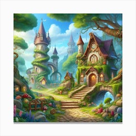 Fairytale Castle In The Forest Canvas Print