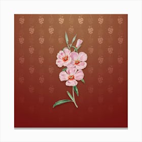 Vintage Pink Ruddy Godetia Botanical on Falu Red Pattern n.0580 Canvas Print