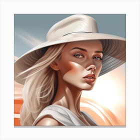 Portrait Of A Woman In A Hat 2 Canvas Print