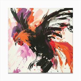 A Rooster, Fight, Force, Fierce, Vigor, Convey Action And Movement, Acrylic Illustration, Mexican Color Range, Expressionism, Gestual Strokes, David Downton Style Lienzo