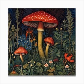 Dark Forest Mushroom Art Print Canvas Print