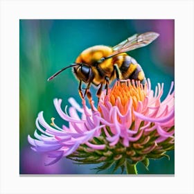 Bee On Flower Canvas Print