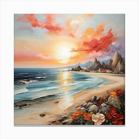 Sunset On The Beach Canvas Print