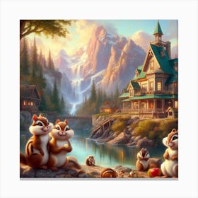 Chipmunks Exploring Woods Canvas Print